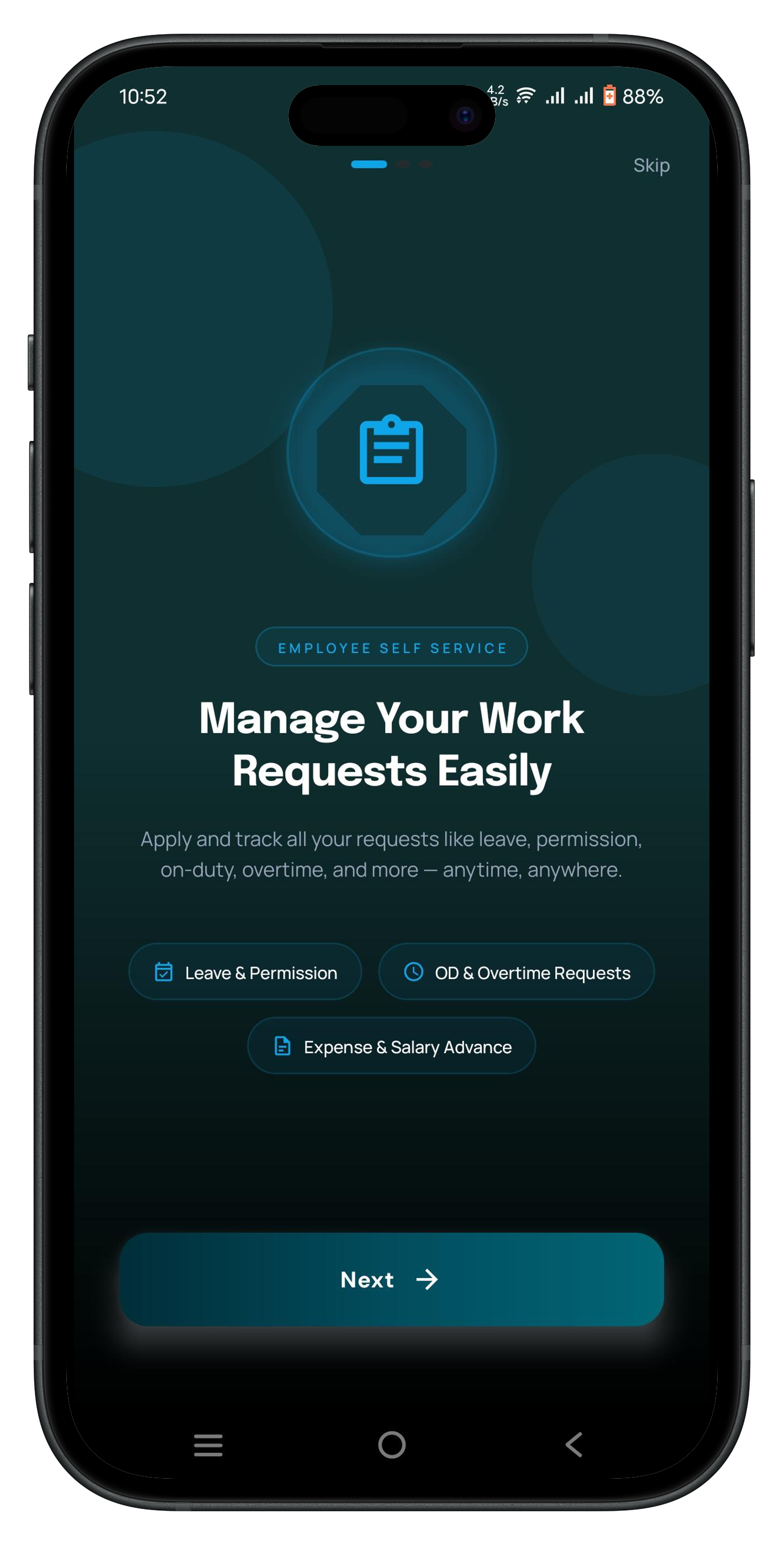 Enterprise App mobile app mockup